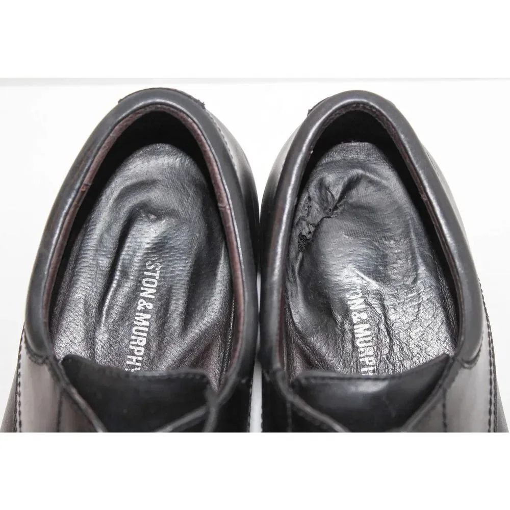 JOHNSTON & MURPHY ATCHISON MOC TOE Black Leather Lace Up Oxfords Mens Shoes 10.5